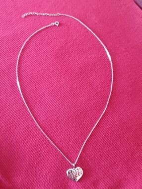 Coca-Cola Silver Heart Logo Necklace on Pink